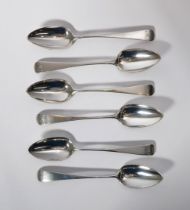 A set of six George III silver Old English pattern table spoons - Thomas Wallis II, London 1790,