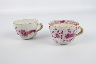 Two Meissen style coffee or demi-tasse cups