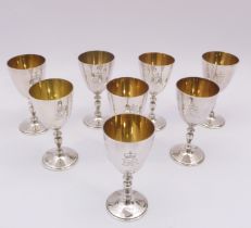 A set of eight silver Royal commemorative goblets - Courtman Silver Ltd., London 1977, commemorating