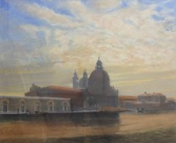 Len James Connor OBE RIBA FRSA (Contemp.) Santa Maria della Salute, Venice pastel, signed 18 x 22 in