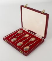 A cased set of six 'Corinium' silver coffee spoons - Francis Howard, Sheffield 1968 (53 g)