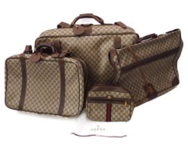 A suite of vintage Gucci Guccissima leather and web monogram canvas luggage - 1980s, comprising a