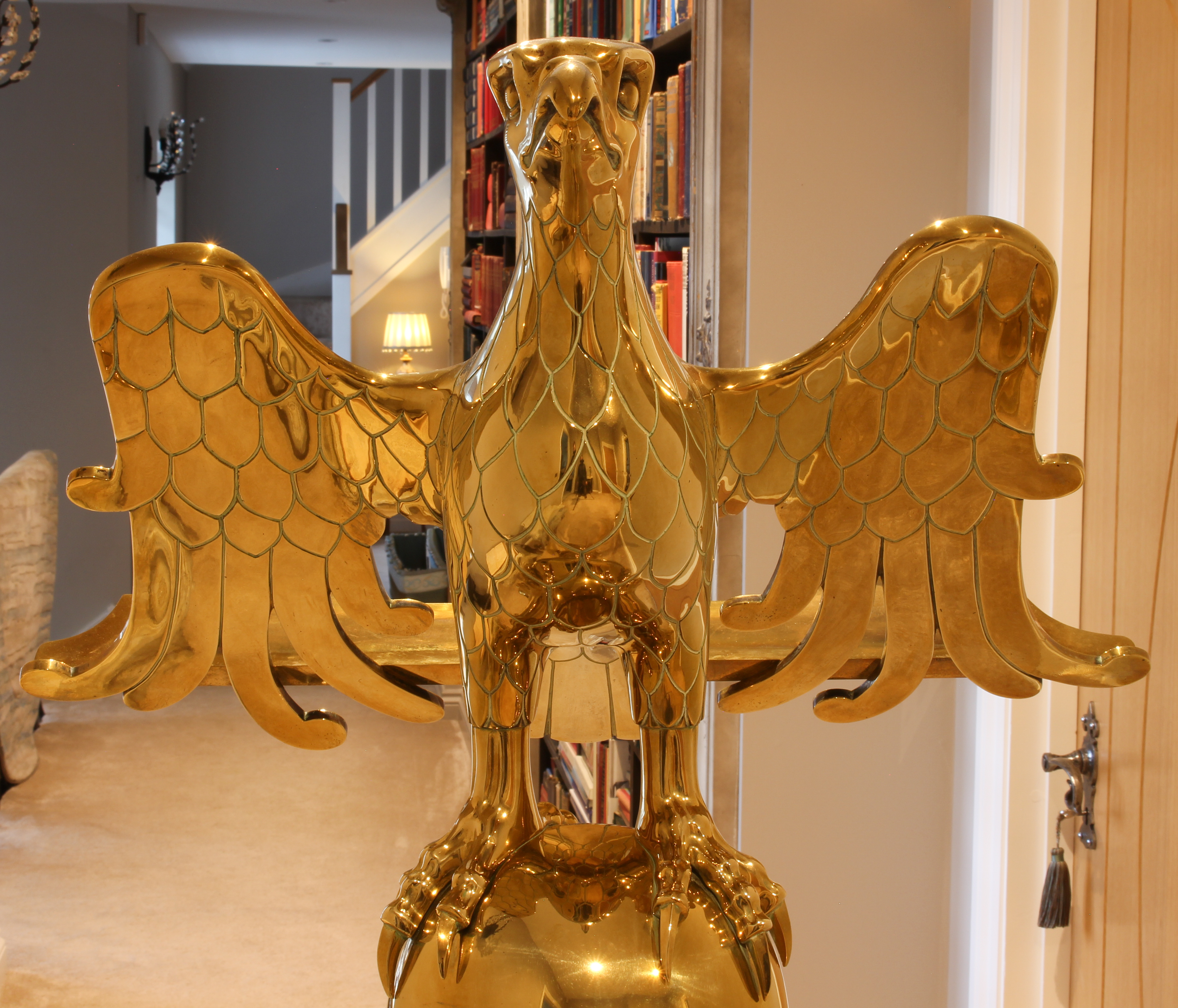 An impressive brass eagle lectern - early 20th century, the eagle with wings outstretched to form - Image 5 of 7