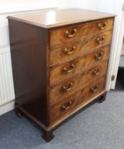 A George III mahogany secretaire chest - good colour, the moulded top over a well fitted mahogany