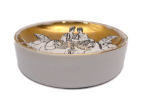 Piero Fornasetti of Milan, Italy: a shallow porcelain dish - 1970s, circular, decorated with Roman