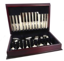 An Elizabeth II mahogany cased canteen of silver flatware - Carrs of Sheffield, 1992, for six