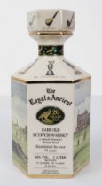 A sealed litre decanter of The Royal & Ancient 20-year-old Scotch whisky - decorated with scenes