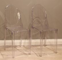 Phillipe Starck for Kartell: a pair of Victoria Ghost clear polycarbonate chairs - moulded maker's