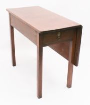 A George III mahogany single-leaf dropflap table - the rectangular top opening on a gateleg, with