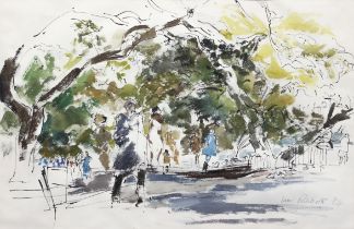Ian Ribbons (1924-2002) Promenade on the Avenue watercolour, signed and dated (19) '84 19 x 29 in (