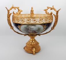 A large and impressive French Sevres-style porcelain and ormolu mounted centrepiece - in the Louis