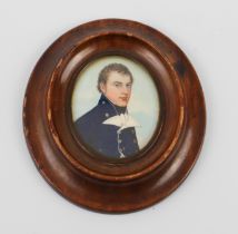 Frederick Buck (Irish, 1771-1840): a watercolour on ivory portrait miniature of a young naval