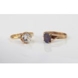 Two 9ct gold stone set rings - comprising an opal triplet ring with twist setting, marked '9CT',