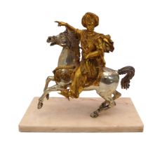 A bronze, silvered and parcel gilt figure of a Turk on horseback - probably early 20th century,