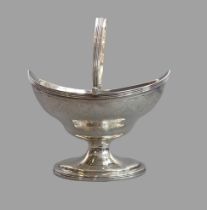 A George III silver swing-handled basket with bright-cut decoration and unicorn crest, Peter and