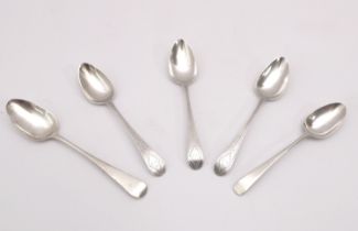 A George III silver teaspoon by Hester Bateman - London 1785, with incuse duty mark, Old English