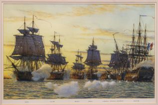 Richard Mark Myers, PPRSM (b.1945) 'The Battle of the Nile August 1st 1798' watercolour and