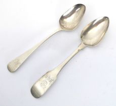 An Irish silver table spoon, plus an OEP table spoon (2)