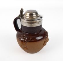 A silver-mounted miniature 'harvest jug' mustard, 9.5 cm.