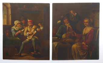 Dutch School (19th century) Figures in tavern interiors Two oils on metal panels, unsigned, unframed