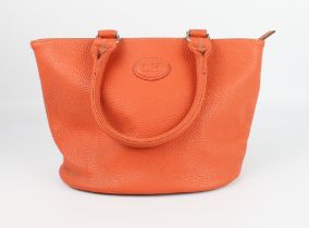 A Louenhide vegan leather Beetle Orange shoulder bag - ref. 437Or, with silver toned hardware, two