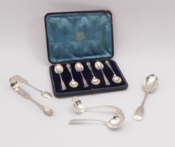 A cased set of six late-Victorian silver tea spoons - William Hutton & Sons Ltd., London 1899;