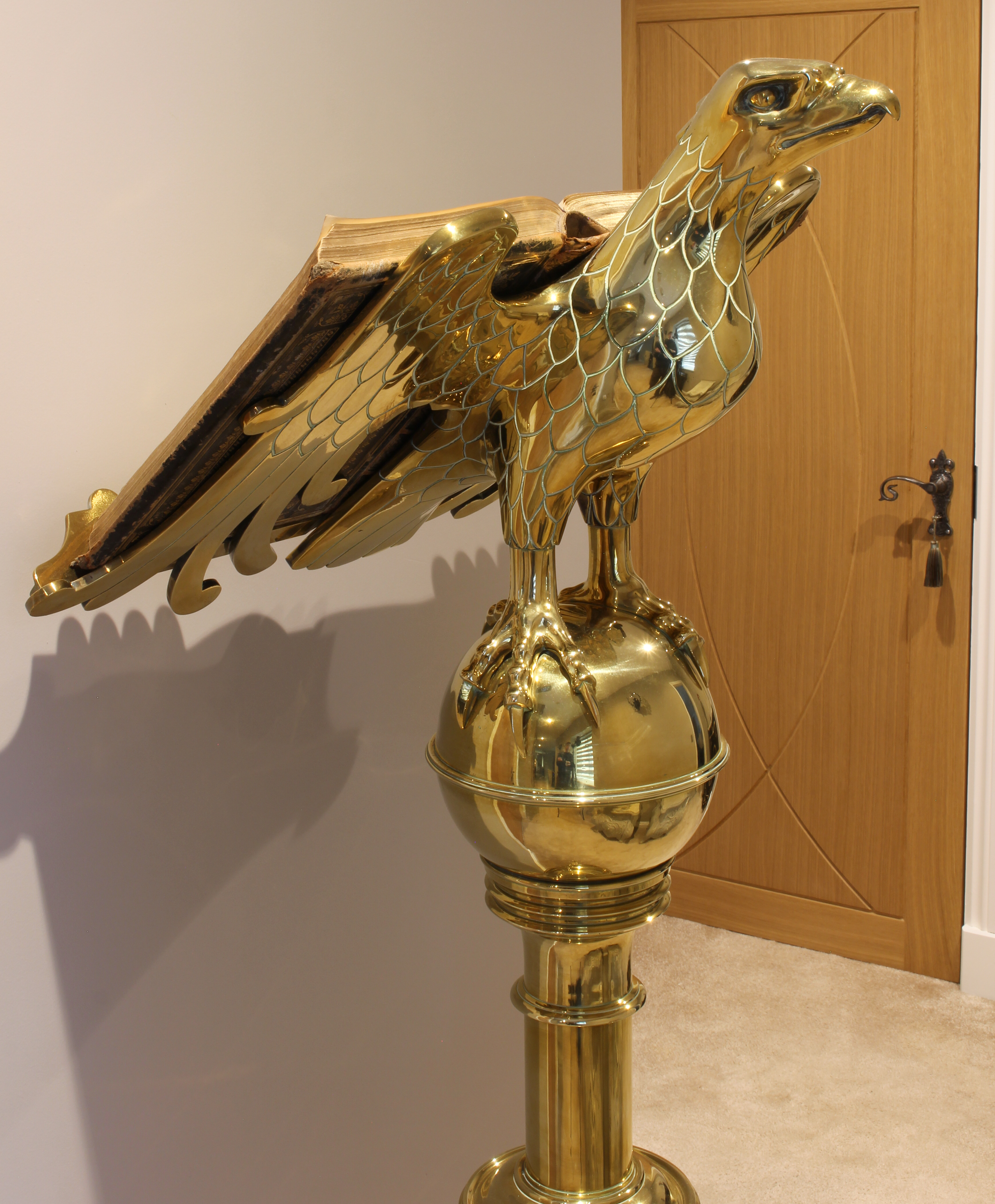 An impressive brass eagle lectern - early 20th century, the eagle with wings outstretched to form - Image 2 of 7
