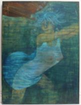 Alex Portner (German 1920-1982) 'Julia - Overboard' oil on wooden panel, initialled upper left