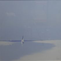 Henderson Cisz (Contemp.) Sail boats oil on canvas board, signed 19½ x 19½ in (49.5 x 49.5 cm);