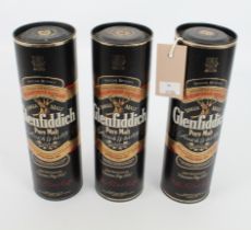 Three half bottles of Glenfiddich Special Old Reserve Single Malt Pure Malt Scotch Whisky - 35cl, in