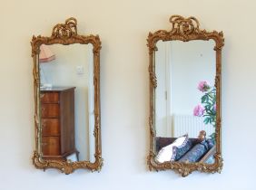 A pair of small gilt and composition mirrors in the 18th century style - late 19th century, the