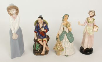 Four porcelain figures to include Nao and Goldscheider