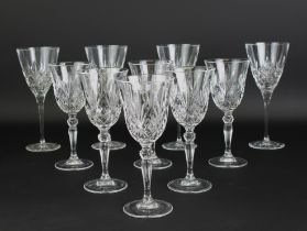 A set of four Edinburgh Crystal red wine glasses - 21 cm high; together with six others with similar