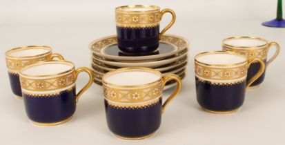 A set of six Copelands for Thomas Goode & Co. of London jewelled coffee cups and saucers - early