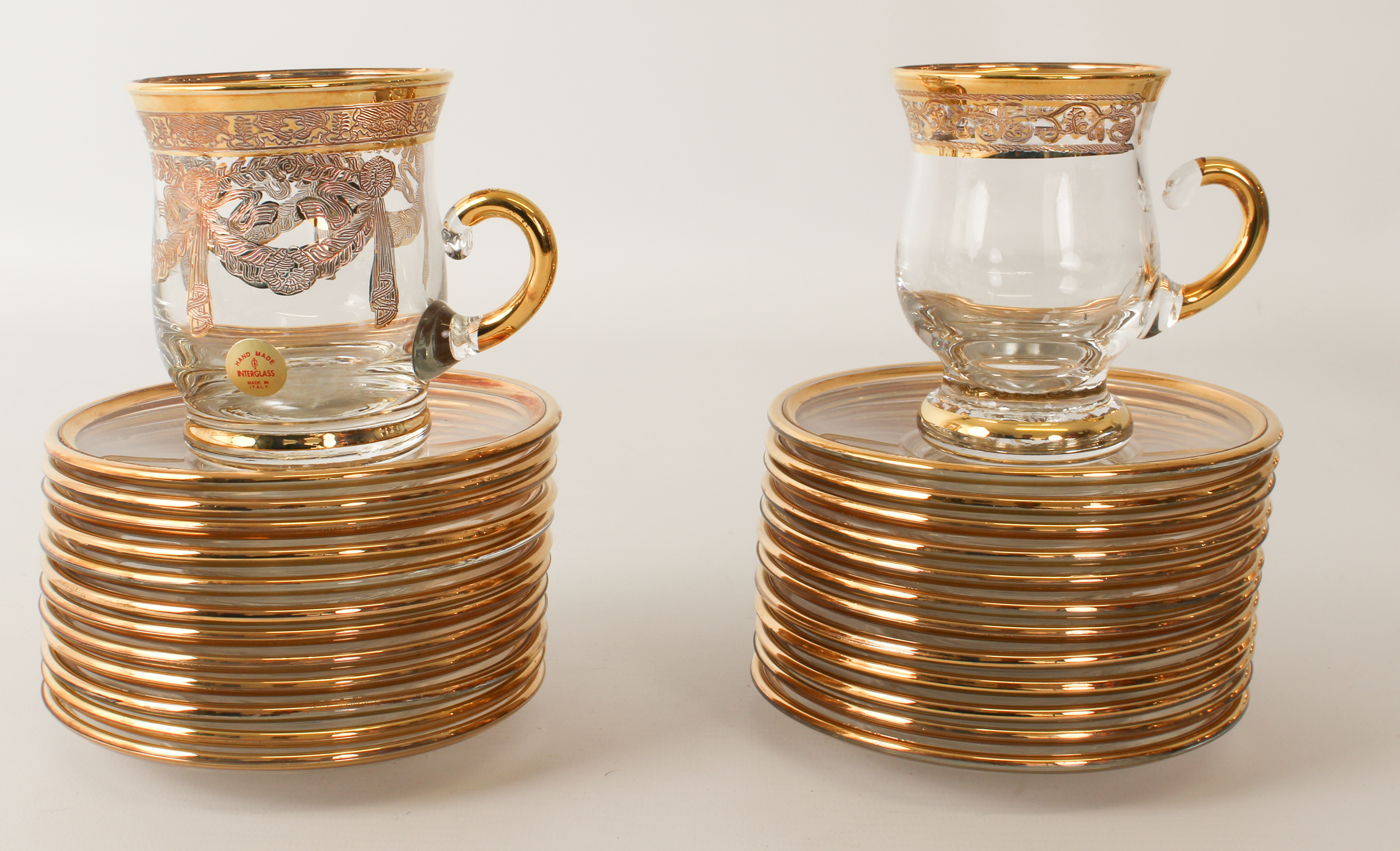 An Italian gilt-decorated glass tea and coffee service in the Florentine taste by Interglass and - Image 2 of 5