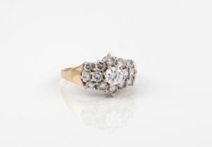 A 9ct gold and CZ cluster ring - size J (gross weight 3.7g).