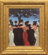 A well-framed Jack Vettriano colour print: 'Waltzers' - 38.25 x 31.25 cm, in an antique gilt and