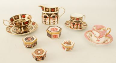 A small collection of Royal Crown Derby Old Imari 1128 pattern - comprising a milk jug, 9.6 cm high;