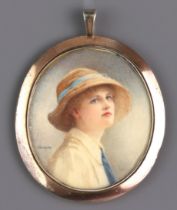 John Shirley Fox (British, 1860-1939): a fine portrait miniature of a young lady - oval