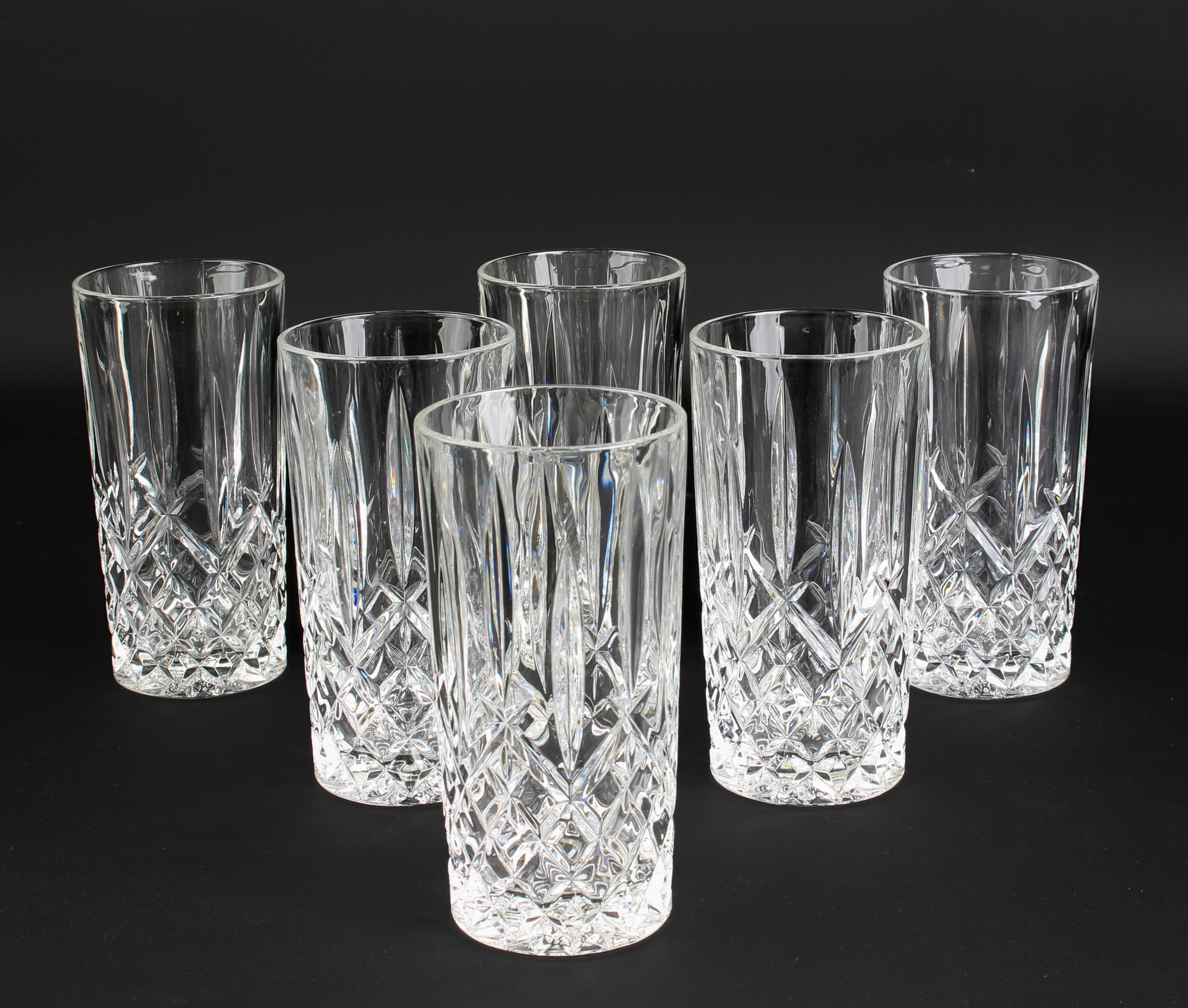 A pair of Galway cut glass champagne flutes - etched factory mark, 20.6 cm high; together with a set - Image 3 of 4