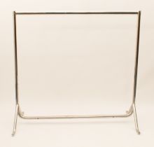 A chrome clothes rail