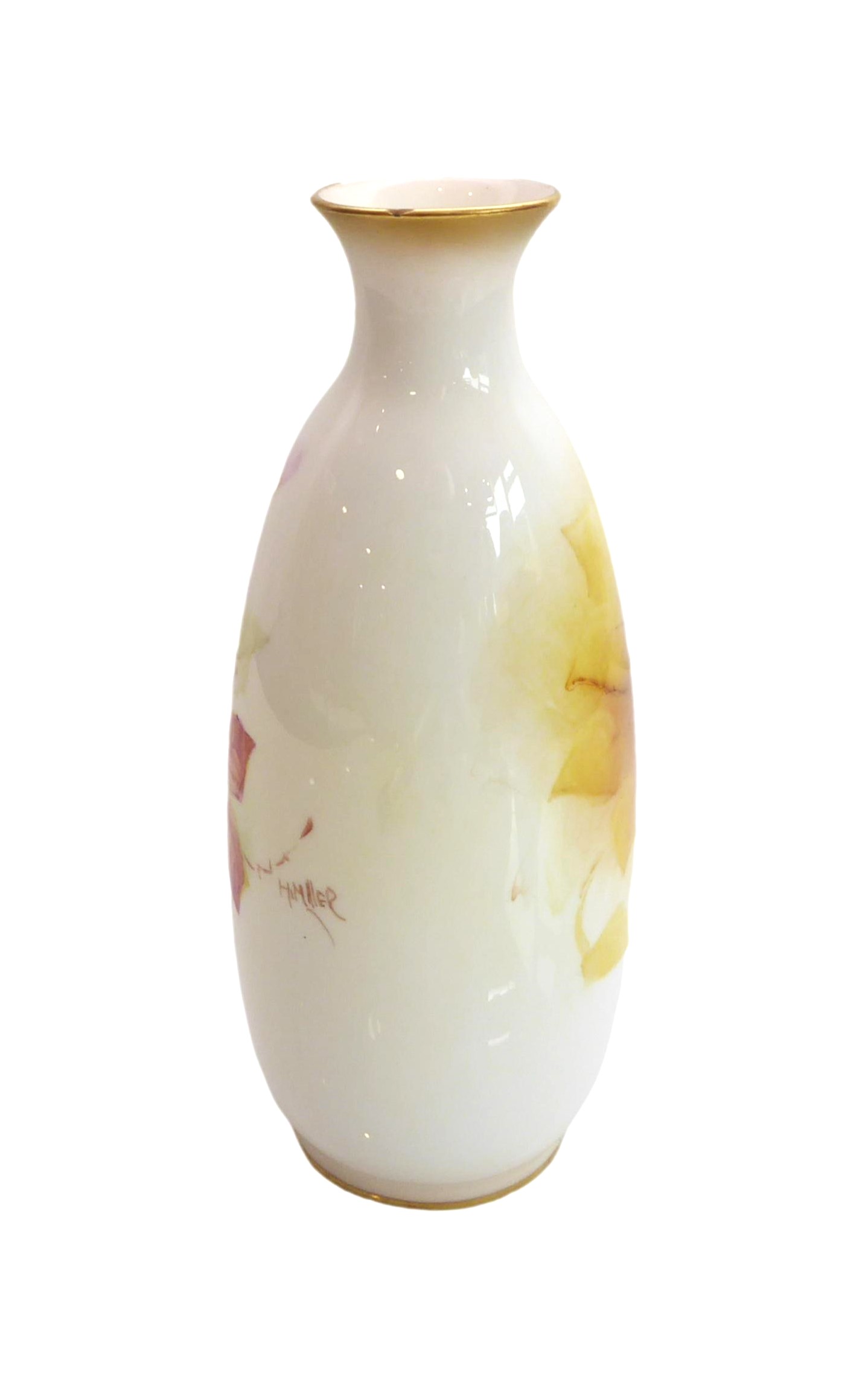 A Royal Worcester porcelain vase hand painted with blackberries and signed M Miller, date code - Image 2 of 3