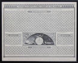 Kendal & Dent's Time Chart of the World - a reproduction print, showing the exact difference between