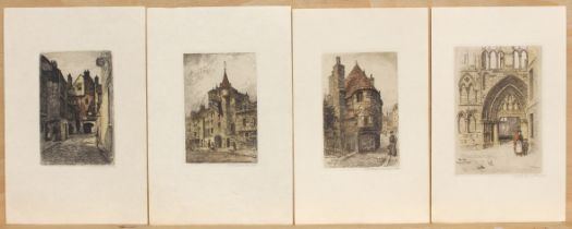 Reginald P. Phillimore (1855-1941) - two sets of unframed, coloured etchings of Edinburgh, (6+2),