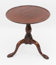 A Georgian style mahogany tripod table - mid-20th century, the dished circular top raised on a