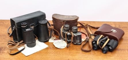 Seven pairs of vintage binoculars - early to third quarter 20th century, all cased, including a pair