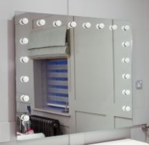 A large Hollywood style mirror - by Diamond X Collection, rectangular with 18 bulbs and dimmer