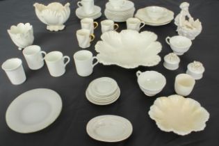 A collection of white glazed Coalport porcelain - first half 20th century, comprising two shell