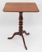 A 19th century mahogany tilt-top tripod table - the rectangular top with clipped corners and pressed