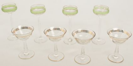A set of four Secessionist-style tall liqueur glasses in the style of Peter Behrens - the shallow,